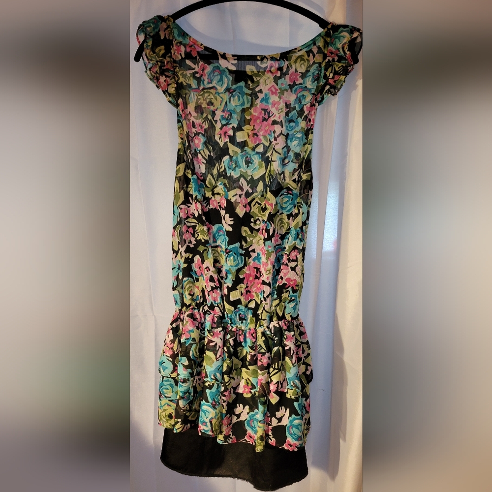 AQUA  FLORAL MINI DRESS  PRETTY COLORS